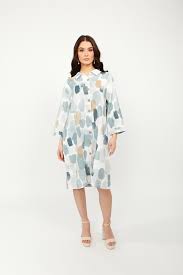 DOLCEZZA 'BRUSH STROKES' LINEN SHIRT DRESS - STYLE 24785