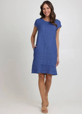FOIL Crowd Pleaser Linen Dress in Capri - FO8320
