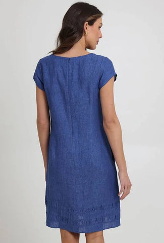 FOIL Crowd Pleaser Linen Dress in Capri - FO8320